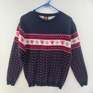 Manchester United Men's Long Sleeve Pullover Sweater Navy Red Holiday Size L